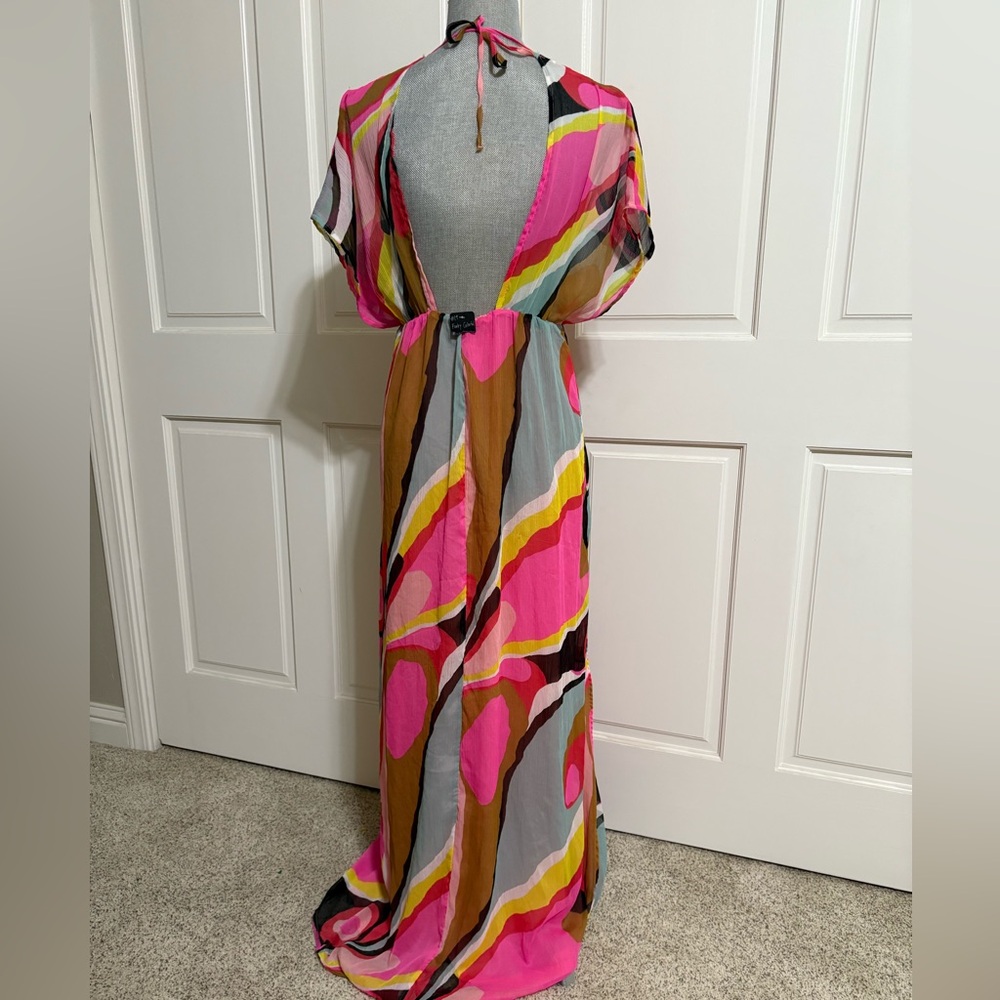 Colorful Abstract Print Maxi Dress Boho Resort Vacation European Summer M - Picture 7 of 13